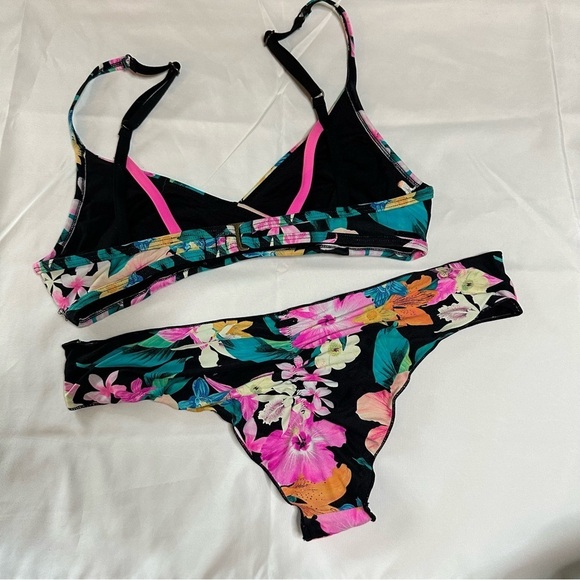 Floral Black Bikini Top and Bottom Size S - Picture 4 of 10